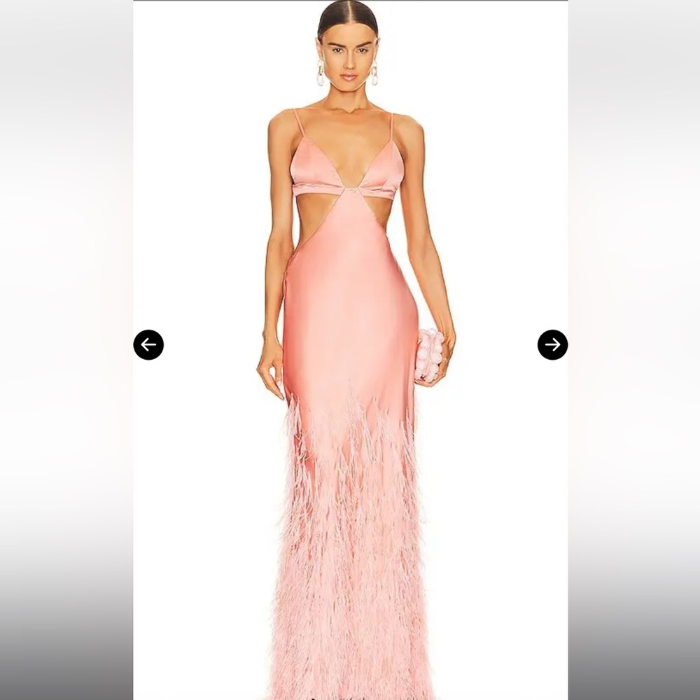 Cult Gaia Raisa Pink Feathered Dress